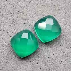 4.7Ct Пара Натуральних зелених оніксів 8мм квадрат кушон 
