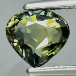 0.92Ct Натуральний жовто-зелений сапфір серце 5.9мм ААА++(Відео)