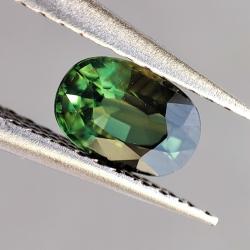 0.82Ct Натуральный не гретый зеленый сапфир 6.4*4.3мм (Сертификат) Видео