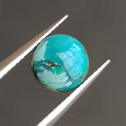 2.75Ct Натуральная зелено-голубая Бирюза 9мм круг кабошон (не прессованная) 