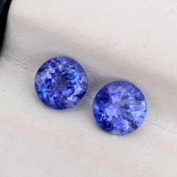 Exclusive! 1.9Ct Натуральні Танзаніти пара круг 6мм Premium colour Відео