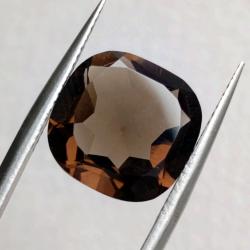 6.4Ct Premium Натуральний Раухтопаз 13мм кушон (подушка) Відео