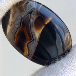 22Ct Натуральний Чорний Агат 27*19мм кабошон