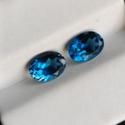 2.8Ct Натуральні London blue топази пара 8*6мм овал відео