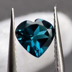 1.4Ct Натуральний London blue Топаз 7мм серце (Відео)