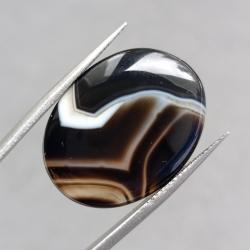 22.6Ct Натуральний Чорний Агат 25.7*19.7мм кабошон