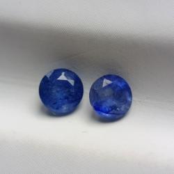 0.7Ct Пара натуральных синих васильковых сапфиров 4мм круг