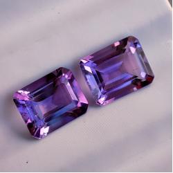 8.43Ct Натуральные полихромные Аметисты из Боливии 11*9мм октагон пара 8.43Ct Натуральные полихромные Аметисты из Боливии 11*9мм октагон пара