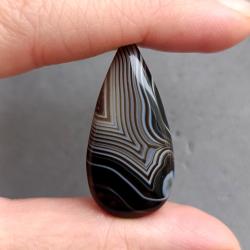 23.2Ct Натуральный Черный Агат 34*17мм груша кабошон