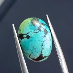 3.1Ct Натуральна Бірюза 13.8*10мм (не пресована), овал кабошон 3.1Ct Натуральна Бірюза 13.8*10мм (не пресована), овал кабошон