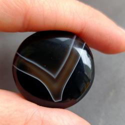 37Ct Натуральний Чорний Агат 28.5мм круг кабошон 37Ct Натуральний Чорний Агат 28.5мм круг кабошон