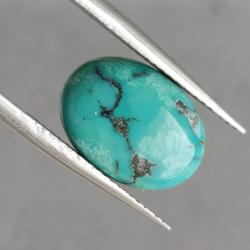 3.4Ct Натуральна Бірюза 13.8*10мм (не пресована), овал кабошон 