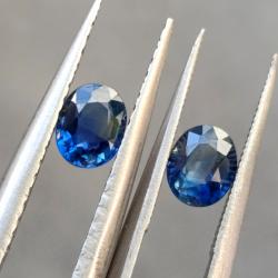 0.87Ct Натуральные Royal blue сапфиры пара 5*4мм (Шри-Ланка)