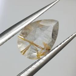 1.5Ct Рутиловый кварц 10*7мм огранка груша 1.5Ct Рутиловый кварц 10*7мм огранка груша