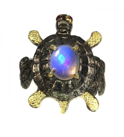 кольцо черепаха с опалом
