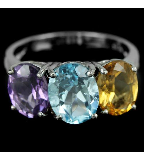 серебряное кольцо с камнями купить в Украине