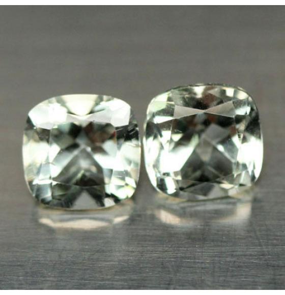 4.1CT ПАРА НАТУРАЛЬНЫХ ЗЕЛЕНЫХ АМЕТИСТОВ 8*8мм