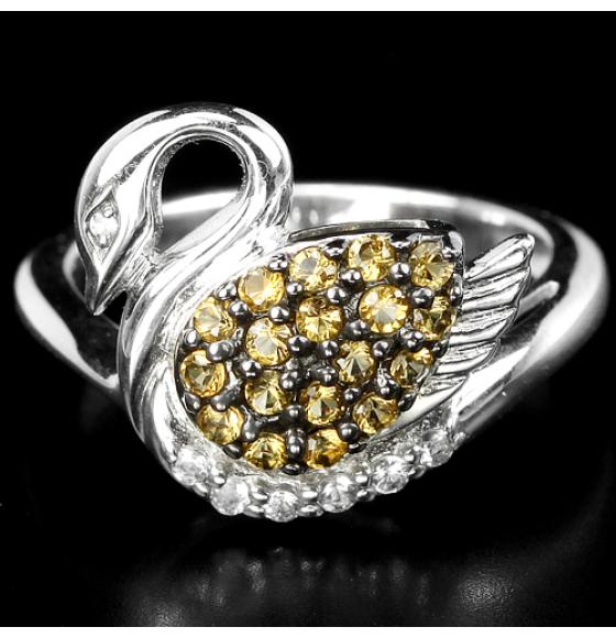 СЕРЕБРЯНОЕ КОЛЬЦО “ЦАРЕВНА ЛЕБЕДЬ” С ЦИТРИНОМ 16Р