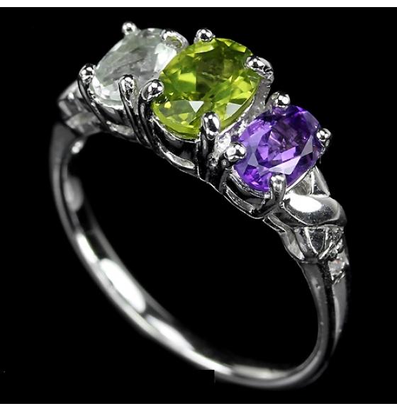СЕРЕБРЯНОЕ КОЛЬЦО С НАТУРАЛЬНЫМИ КАМНЯМИ ЛОГИКА 18р - Высокое качество. Доставка по Украине.