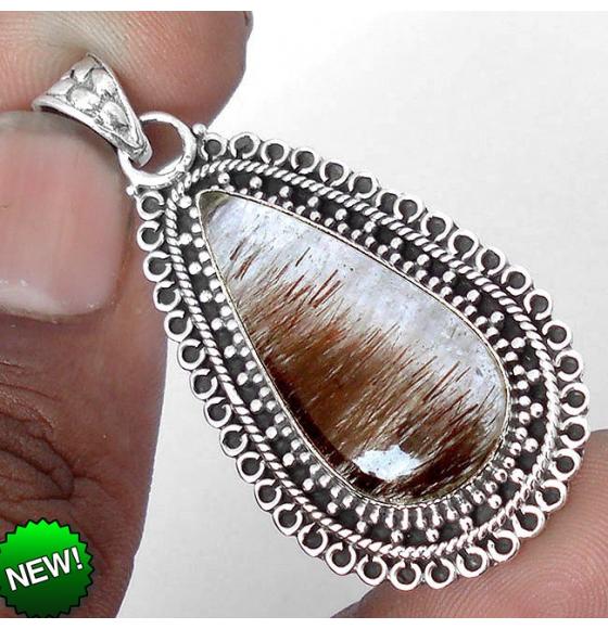 СЕРЕБРЯНЫЙ КУЛОН С РУТИЛОВЫМ КВАРЦЕМ АДАЖИО