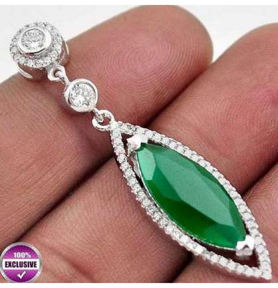СЕРЕБРЯНЫЙ КУЛОН С ЗЕЛЕНЫМ ХАЛЦЕДОНОМ - Высокое качество. Доставка по Украине.