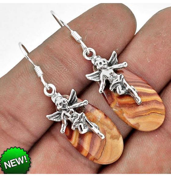 СЕРЕБРЯНЫЕ СЕРЬГИ С ДОЛОМИТОМ "ЭЛЬФЫ"
