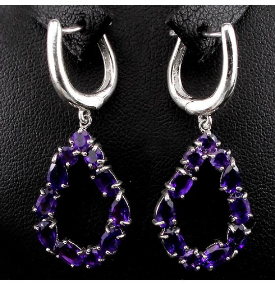 СЕРЕБРЯНЫЕ СЕРЬГИ С АМЕТИСТАМИ "АМАЛИЯ"
