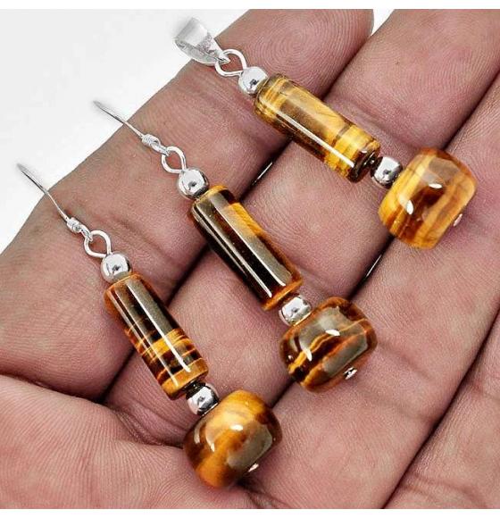 ОРИГИНАЛЬНЫЙ СЕРЕБРЯНЫЙ НАБОР С ТИГРОВЫМ ГЛАЗОМ - Высокое качество. Доставка по Украине.