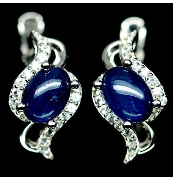 СЕРЕБРЯНЫЕ СЕРЬГИ С САПФИРОМ ЛУННАЯ СОНАТА