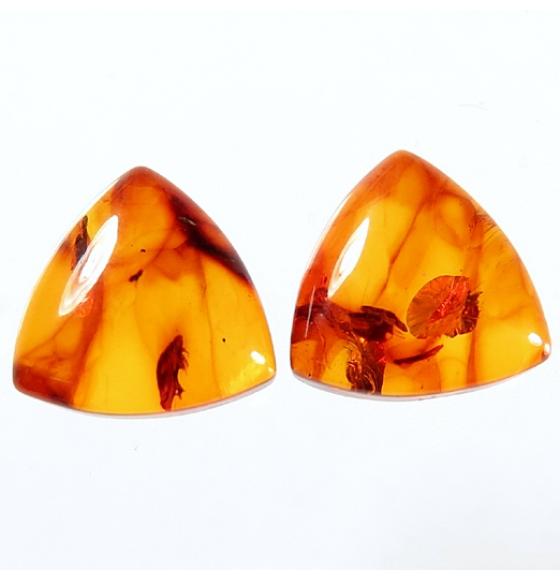 2.6Ct НАТУРАЛЬНЫЙ БАЛТИЙСКИЙ ЯНТАРЬ 10мм (триллион) пара - Высокое качество. Доставка по Украине.