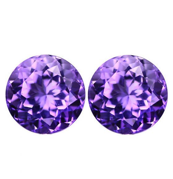 1.94Ct ПАРА АМЕТИСТОВ 7мм круглый - Высокое качество. Доставка по Украине.