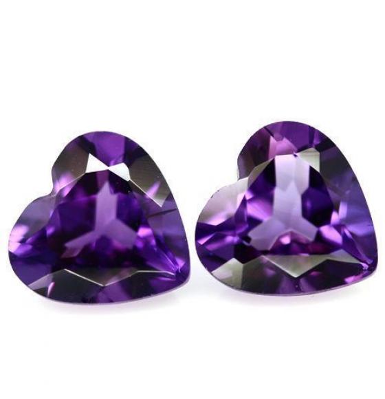 2.9Ct НАТУРАЛЬНЫЙ АМЕТИСТ огранка СЕРДЦЕ 8мм ПАРА