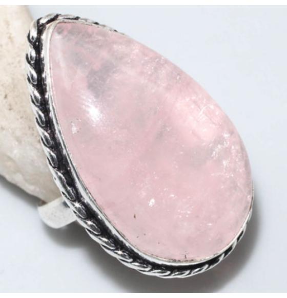 кольцо розовый кварц