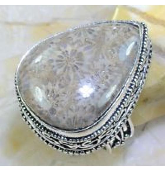 Винтажное серебряное кольцо с хризантемовой яшмой