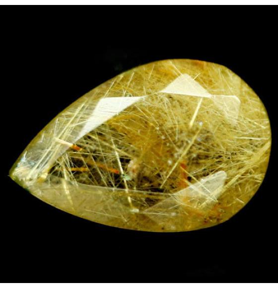 3.28Ct Натуральный Рутиловый кварц (Волосатик) 14*9мм груша