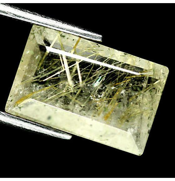 4.04Ct Натуральный Рутиловый кварц (Волосатик) 13*8.5мм багет