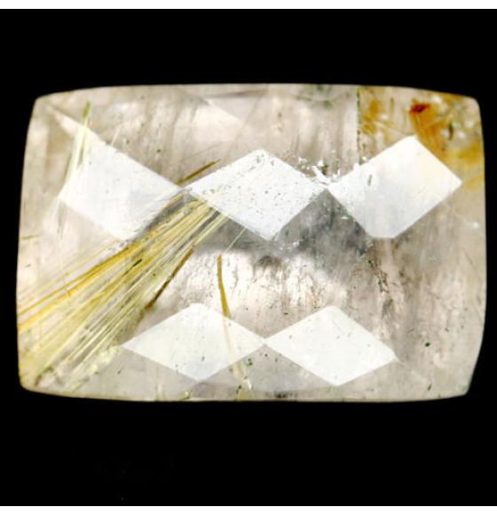9.82Ct Натуральный Рутиловый кварц (Волосатик) 20*11мм багет чеканка