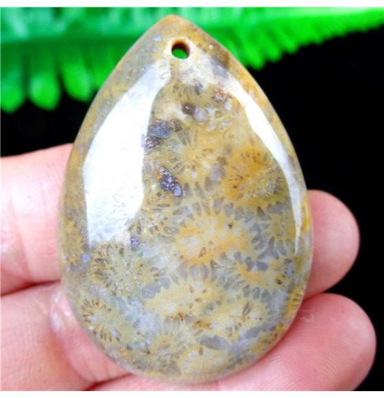78.5Ct Натуральная хризантемовая Яшма камень кулон кабошон 47*32мм