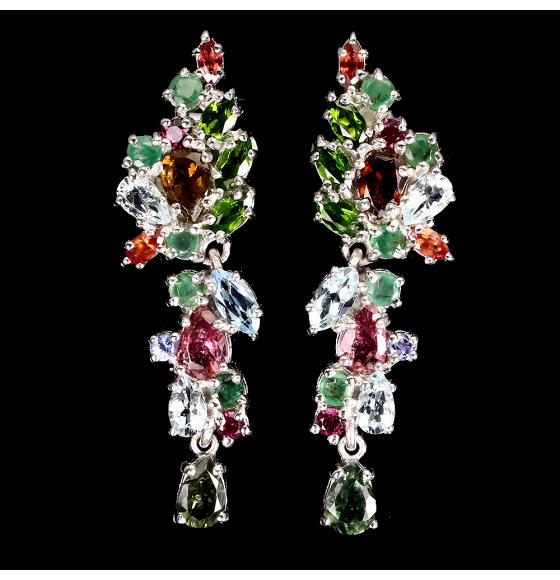 Серьги из серебра с натуральными камнями купить в Киеве