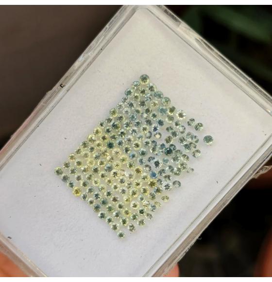 0.024Ct Натуральный зеленый сапфир 1.5мм круг (цена за 1шт) - Высокое качество. Доставка по Украине.