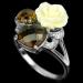 Серебряное кольцо с натуральным раухтопазом и кораллом 19р "Конфетка"