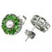 серебряные серьги с натуральным хромдиопсидом цветочки серьги пусеты с хромдиопсидом цена фото