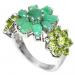 кольцо с изумрудами и хризолитами